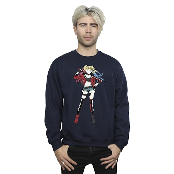 DC Comics Herr Harley Quinn Stående Pose Sweatshirt XL Marinblå Navy Blue XL