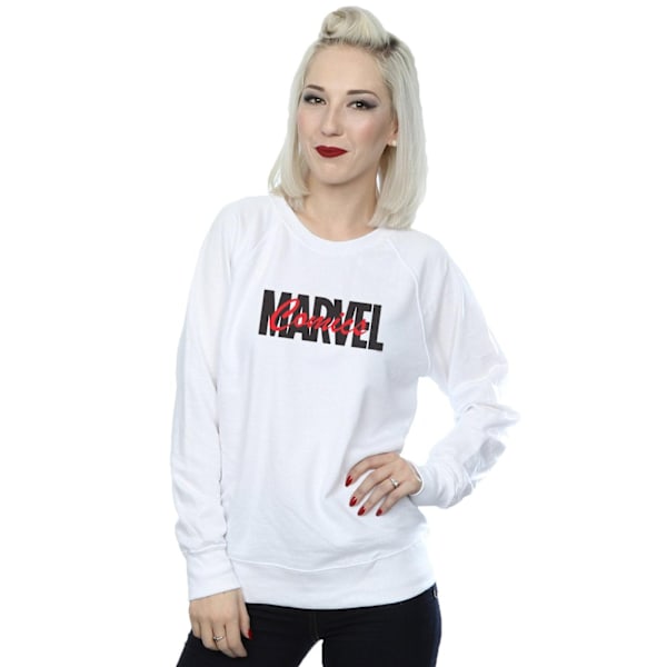 Marvel Dam/Kvinnor Röd Font Logo Sweatshirt L Vit White L