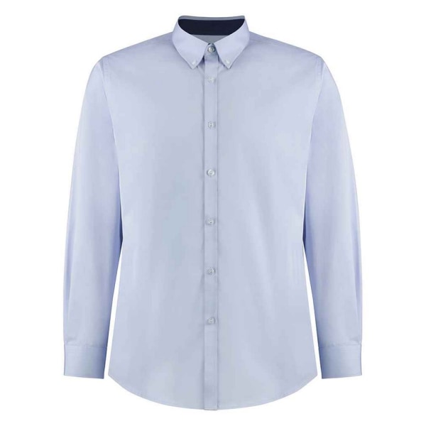 Kustom Kit Herr Premium Contrast Oxford formell skjorta XXL Light Light Blue/Navy XXL