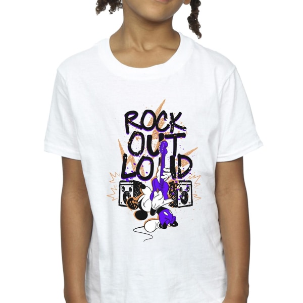 Disney Girls Mickey Mouse Rock Out Loud T-shirt i bomull 9-11 Ja White 9-11 Years