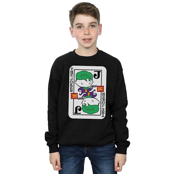 DC Comics Boys Chibi Joker Playing Card Sweatshirt 7-8 år Bl Black 7-8 Years