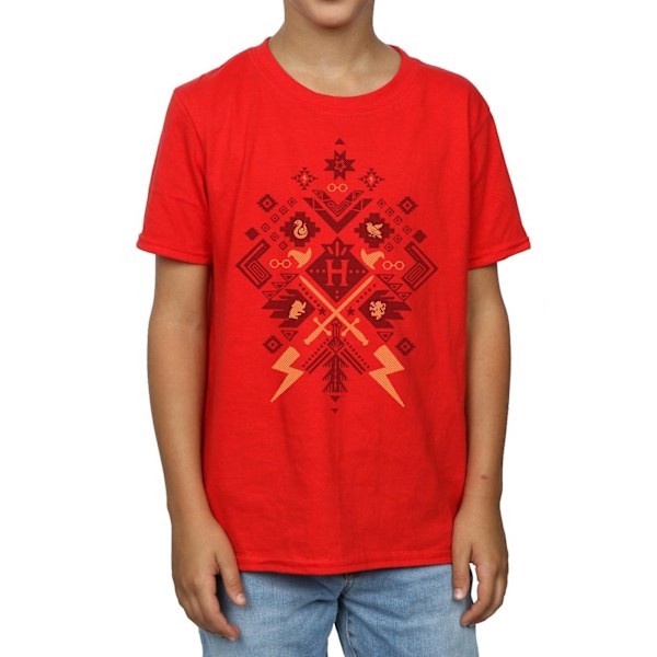 Harry Potter Pojkar Jul Fair Isle T-shirt 7-8 år Röd Red 7-8 Years