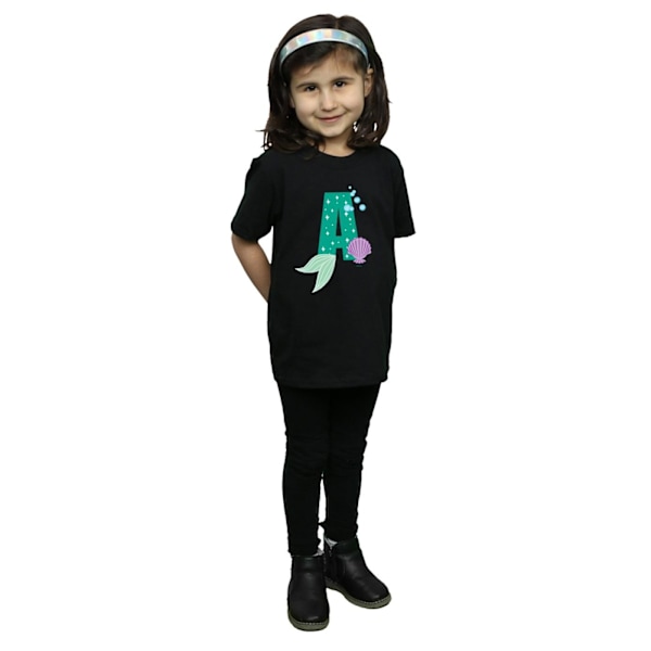 Disney Girls Alphabet A Is For Ariel Bomull T-Shirt 7-8 År B Black 7-8 Years