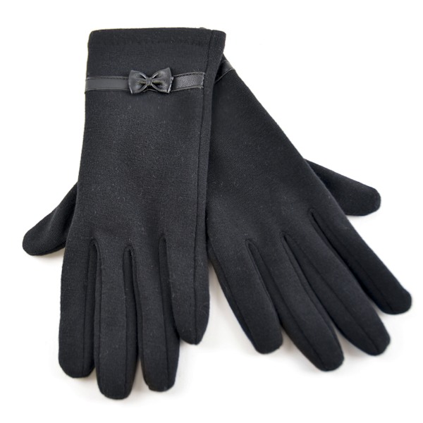 Dam/Kvinnor Enfärgade Svarta Handskar Med Rosett Detalj One Size Svart Black One Size