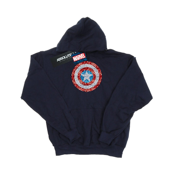 Marvel Herr Captain America Pixelated Shield Hoodie M Marinblå Navy Blue M