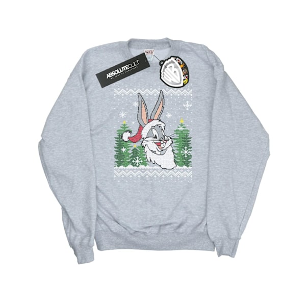 Looney Tunes Dam/Kvinnor Bugs Bunny Jul Fair Isle Sweatshirt Heather Grey S