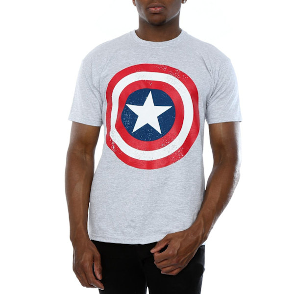 Marvel Herr Captain America Distressed Shield T-Shirt L Heather Heather Grey L