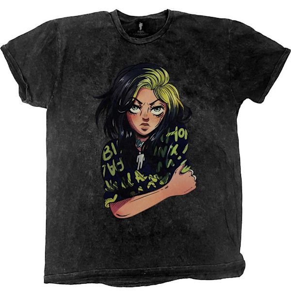 Billie Eilish Unisex Anime Dip Dye T-shirt L Svart Black L