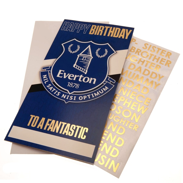 Everton FC personligt födelsedagskort med klistermärken One Size Bl Blue/White/Gold One Size