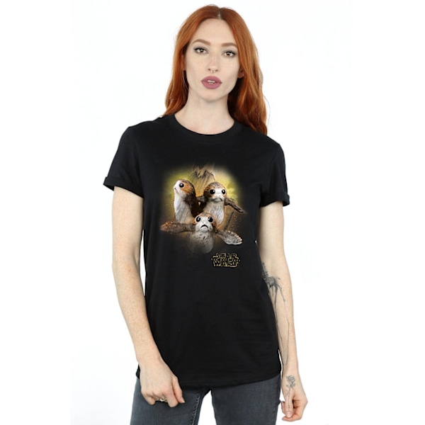 Star Wars: The Last Jedi Dam/Damer Porg Borstad Bomull Pojkvän T-shirt Black L