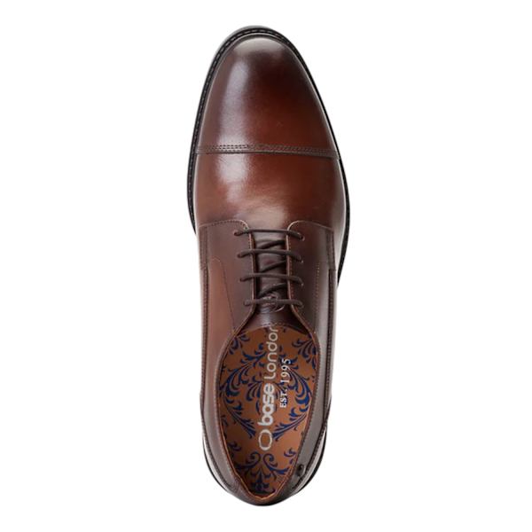 Base London Magnus Herrskor i Läder med Tåhätta Derby 10 UK Bränd Burnt Brown 10 UK