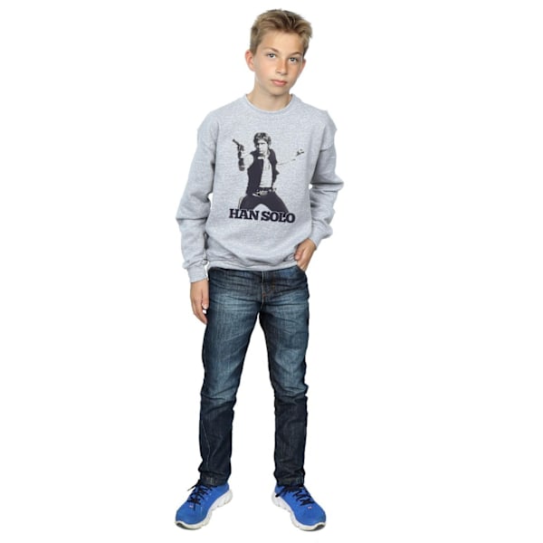 Star Wars Boys Han Solo Retro Foto Sweatshirt 12-13 År Spor Sports Grey 12-13 Years