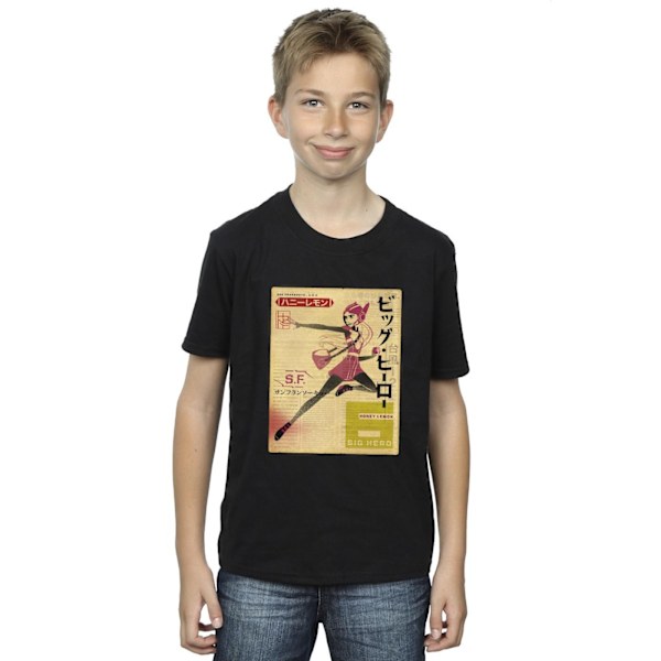 Disney Boys Big Hero 6 Baymax Honey Lemon Newspaper T-shirt 5-6 Black 5-6 Years