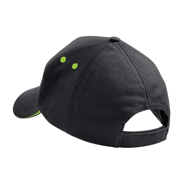 Beechfield 5 Panel Sandwich Peak Baseball Cap One Size Svart/Lime Black/Lime Green One Size