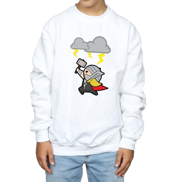 Marvel Boys Kawaii Thor God Of Thunder Sweatshirt 7-8 År Vit White 7-8 Years