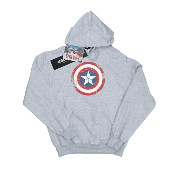 Marvel Dam/Damer Captain America Civil War Distressed Shield Hoodie XXL Sports Grey Sports Grey XXL