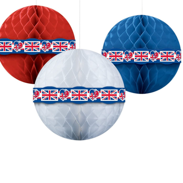 Amscan Best Of British Honeycomb Party Decoration (3-pack) O Red/Blue/White One Size