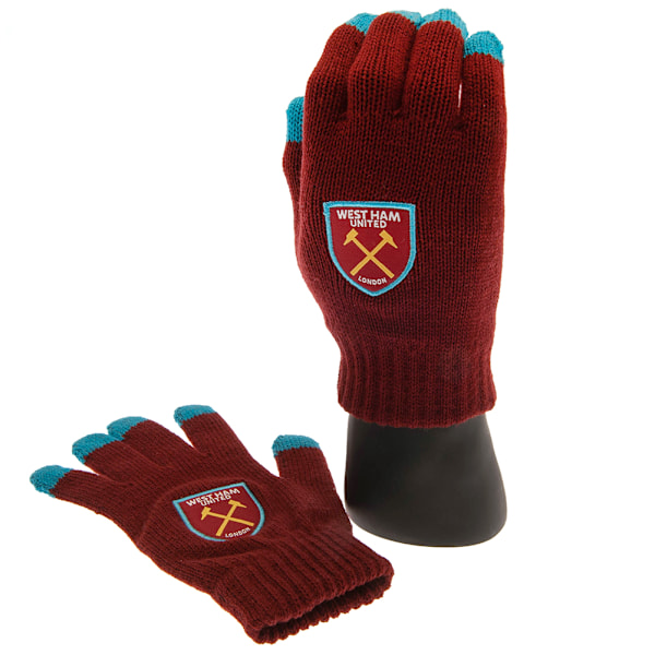 West Ham United FC Vinterhandskar i Stickad Touchscreen för Barn/Ungdomar Claret Red/Sky Blue One Size