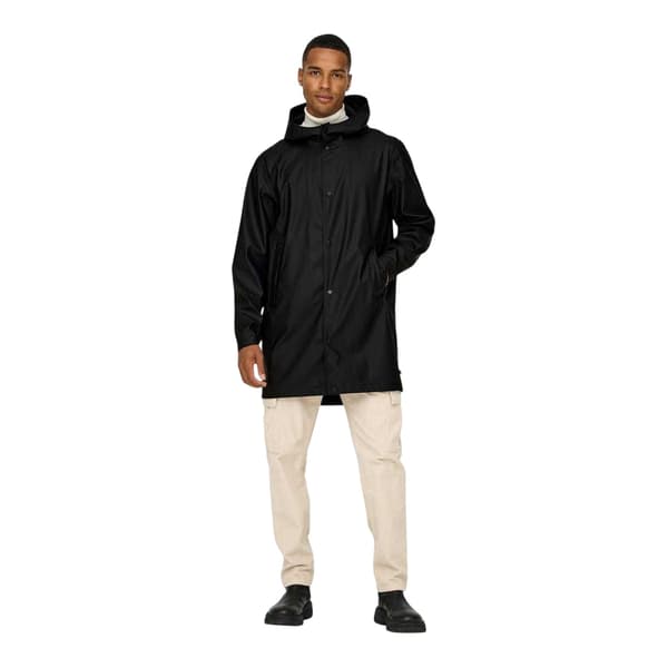 Only Herr Vattenavvisande Vanlig Regnrock S Svart Black S