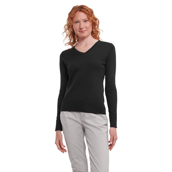 Russell Collection Dam/Kvinnors V-halsad Stickad Pullovertröja Black L