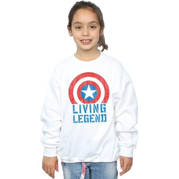 Marvel Girls Captain America Living Legend Sweatshirt 12-13 År White 12-13 Years