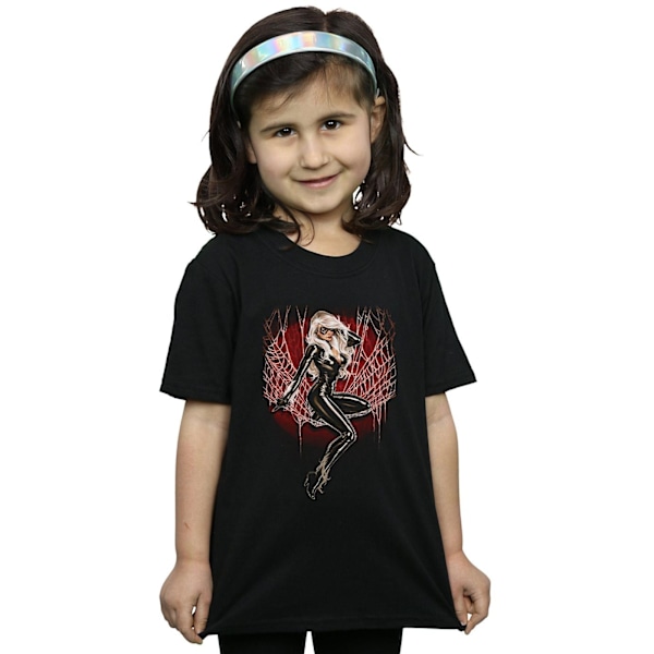 Marvel Girls Black Cat Spider Web Bomull T-shirt 9-11 år Bla Black 9-11 Years