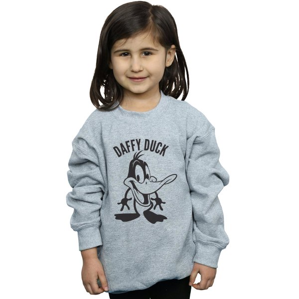 Looney Tunes Girls Daffy Duck Sweatshirt med stort huvud 5-6 år S Sports Grey 5-6 Years