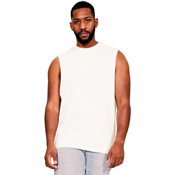 Casual Classics Herr Ringspun Bomull Drop Arm Hål Tank Top XS Ecru XS