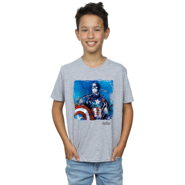 Marvel Boys Captain America Art T-Shirt 9-11 år Sports Grey Sports Grey 9-11 Years