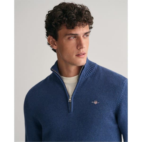 Gant Herr Micro Textured Half Zip Tröja XL Marine Marine XL