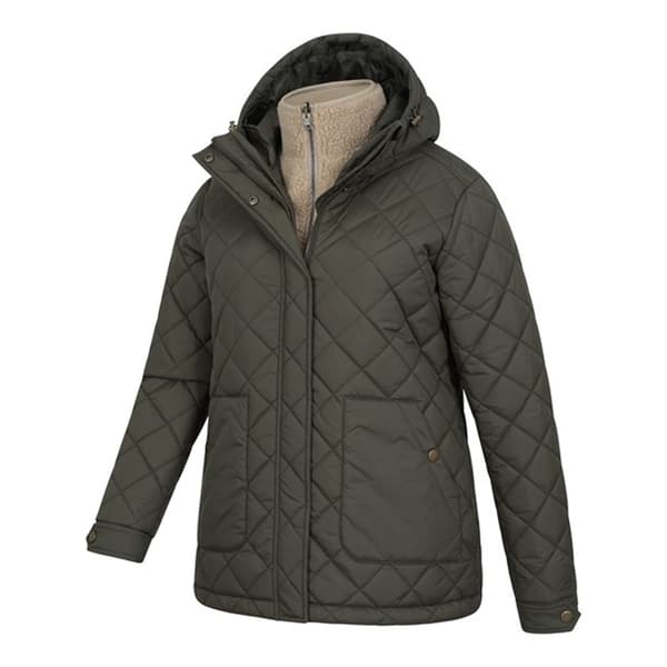 Mountain Warehouse Nebraskan Borg 3-i-1 vadderad jacka för dam Khaki Green 20 UK