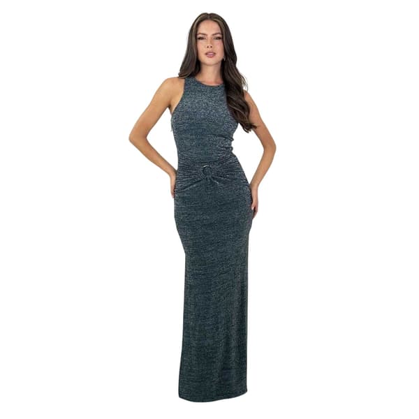 AX Paris Dam/Kvinnor Sparkle Polyester O-ring Figursydd Kväll Teal 10 UK