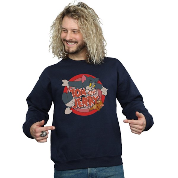 Tom och Jerry Classic Catch Sweatshirt för män, marinblå, S Navy Blue S