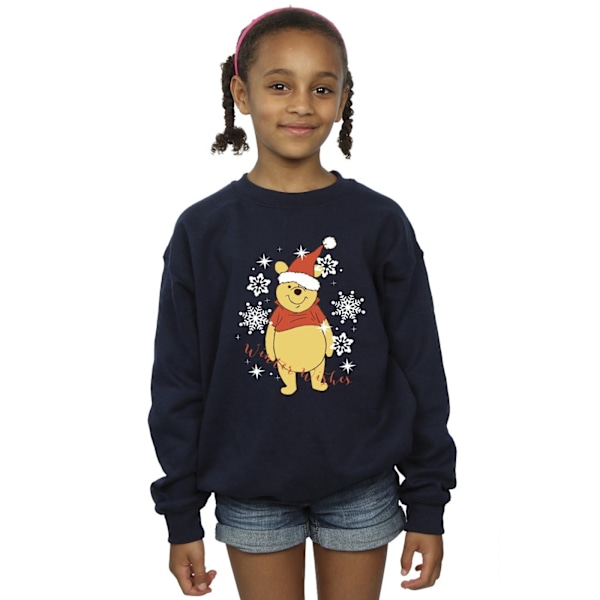 Disney Girls Winnie The Pooh Winter Wishes Sweatshirt 7-8 år Navy Blue 7-8 Years