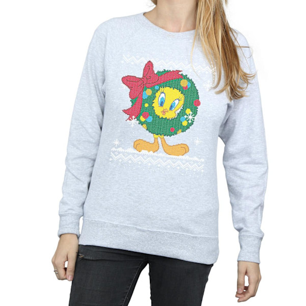 Looney Tunes Dam/Damer Tweety Pie Jul Fair Isle Sweatshirt Heather Grey XL