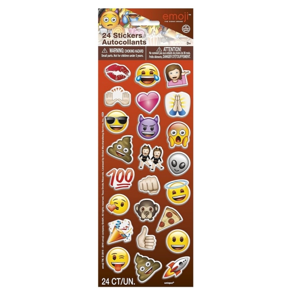 Emoji-ikoner Pösiga klistermärken (paket med 24) En one size flerfärgad Multicoloured One Size