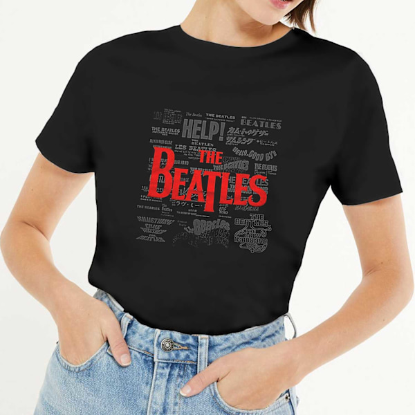 The Beatles Unisex Vuxen T-shirt i Bomull med Logotyp S Svart Black S