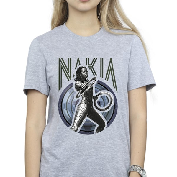 Marvel Dam/Damer Wakanda Forever Nakia Shield Bomull Boyfriend T-Shirt S Sports Grey Sports Grey S