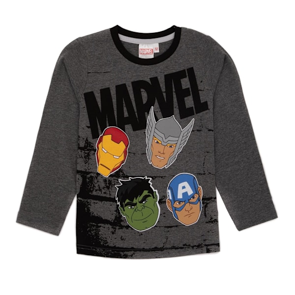 Marvel Avengers Pojkar Långärmad Pyjamas Set 7-8 År Svart/Grå Black/Grey 7-8 Years