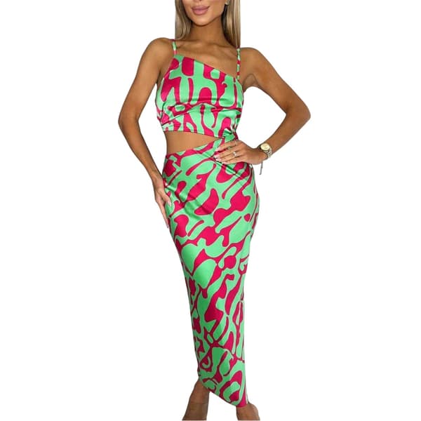 AX Paris Dam/Dam Abstrakt Polyester Asymmetrisk Cut Out Mi Multicoloured 14 UK