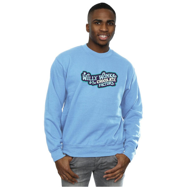 Willy Wonka Herr Chokladfabrik Logotyp Sweatshirt XL Baby Blue Baby Blue XL