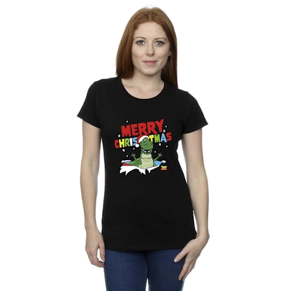 Disney Womens/Ladies Toy Story Rex Christmas Burst Bomull T-shirt Black M