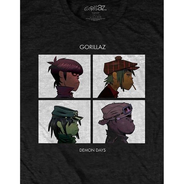 Gorillaz Unisex Demon Days Bomull T-shirt XL Svart Black XL