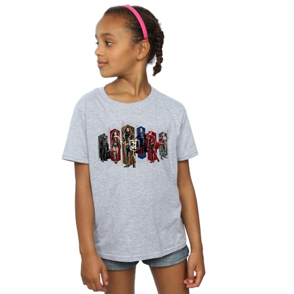 DC Comics Girls Justice League Movie Team Hexagons Bomull T-shirt Sports Grey 7-8 Years