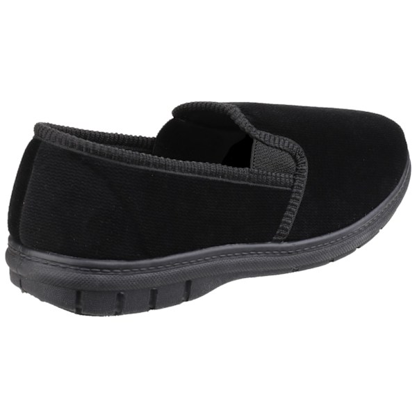Fleet & Foster John Twin Gusset Memory Foam Slipper 9 UK B för män Black 9 UK