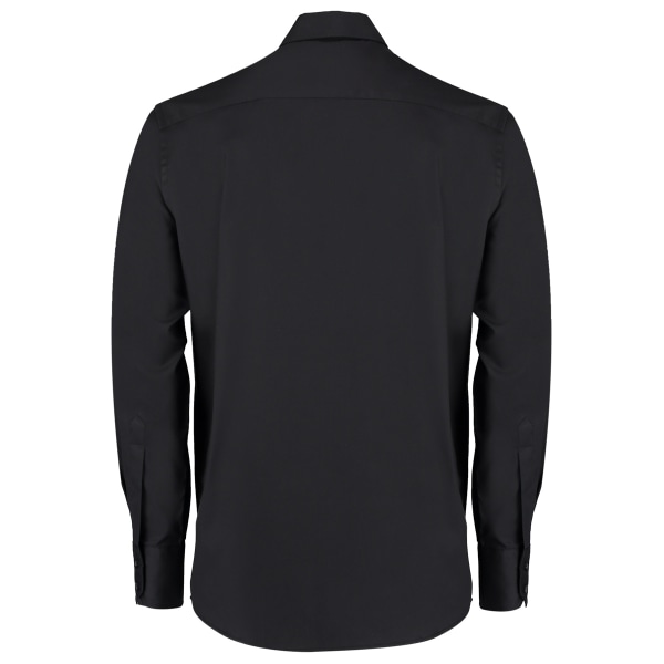 Kustom Kit Herr Skräddarsydd passform Långärmad Business Shirt 16 tum Black 16inch