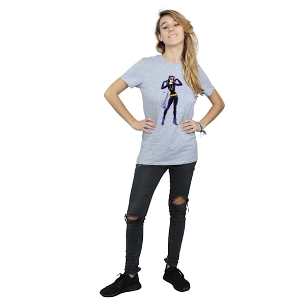 DC Comics Dam/Kvinnor Catwoman Happy Pose Bomull Boyfriend T- Sports Grey XL