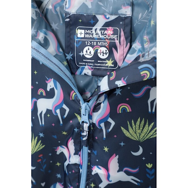 Mountain Warehouse Baby Unicorn Regnkläder 9-12 Månader Blå/Rosa Blue/Pink/Green 9-12 Months