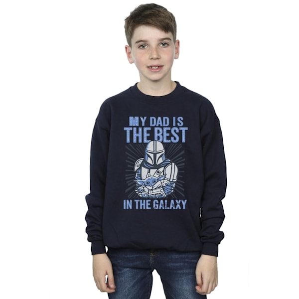 Star Wars Boys Mandalorian Bästa Pappa Sweatshirt 5-6 År Marinblå B Navy Blue 5-6 Years