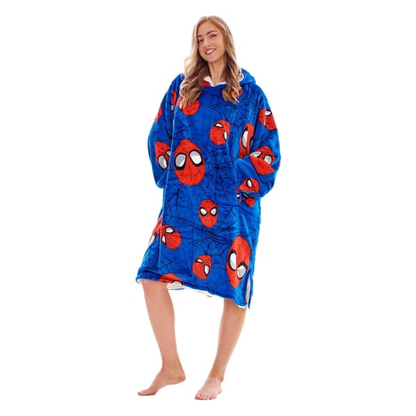 Spider-Man Fleecefilt med Sherpafoder för Barn/Ungdomar, Oversize Blue/Red One Size